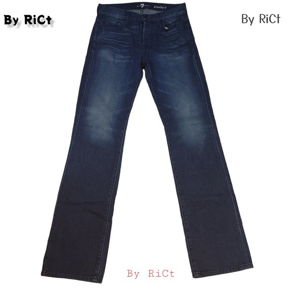 7 For All Mankind Standard Men's Jeans Size 28x34 Blue Denim Low Rise Buttons - Picture 5 of 9